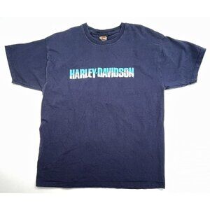 VTG 2001 HARLEY-DAVIDSON Adult LARGE Navy S/S Treasure Coast FL T-SHIRT De-lux